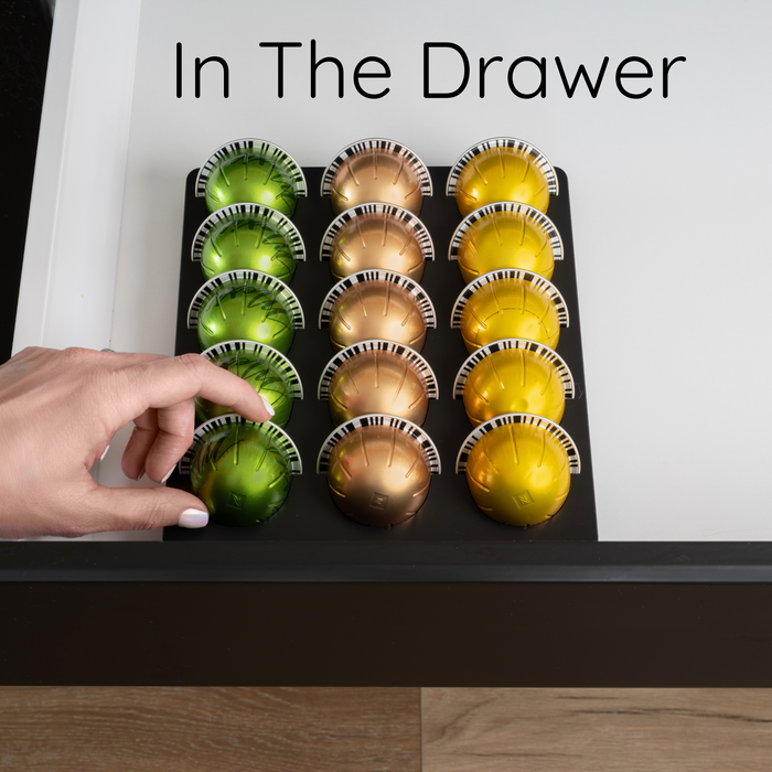 3D Printed Nespresso Vertuo Capsule Storage Organizer for Countertop, Drawer, or Wall Mount